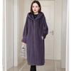 Winter New Imitation Mink Leather Jacket Hooded Long Fur Coat Thickened Fur Integrated Knee Loose