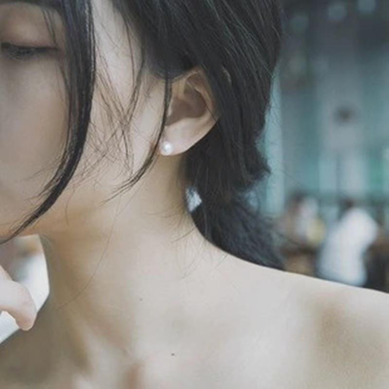 Pendientes de Frijol de Perla Japonesa y Coreana de 8MM - Joyería para Orejas Simple y Versátil