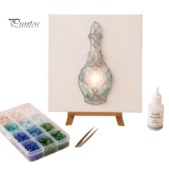 Sea Glass Art Project DIY Mosaic Kit, Fantasy Circular Door Tile Craft Indoor Crafting Projects Kit for Adults Beginners, Handmade Gift Desktop