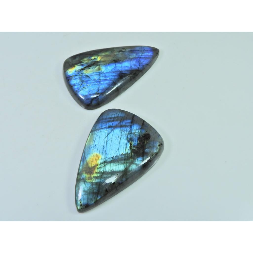 44-48 MM Natural Labradorite Multi Pear Cabochon Loose Gemstone 2 Pcs Lot D-251