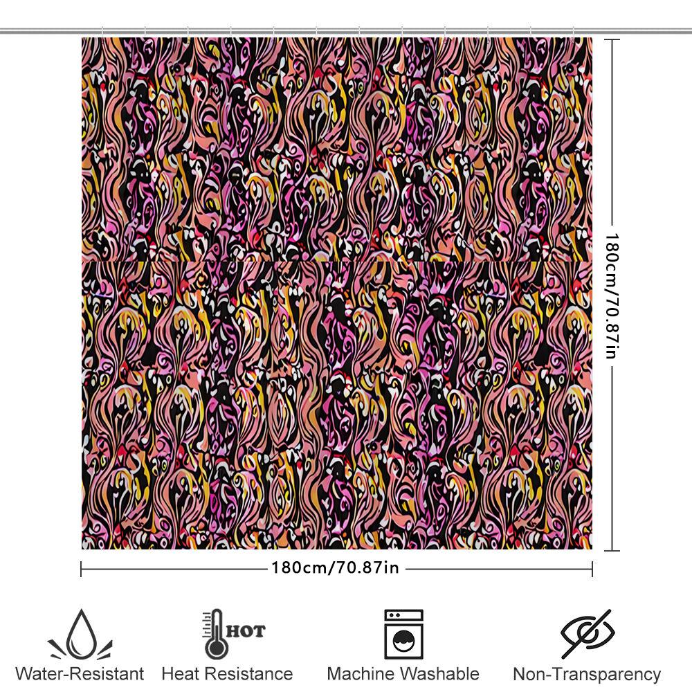 Black Pink Bath Mat Decorative Shower Curtain Set Waterproof for Bathroom Liner 3D Printed Design Home Decoration Accessories