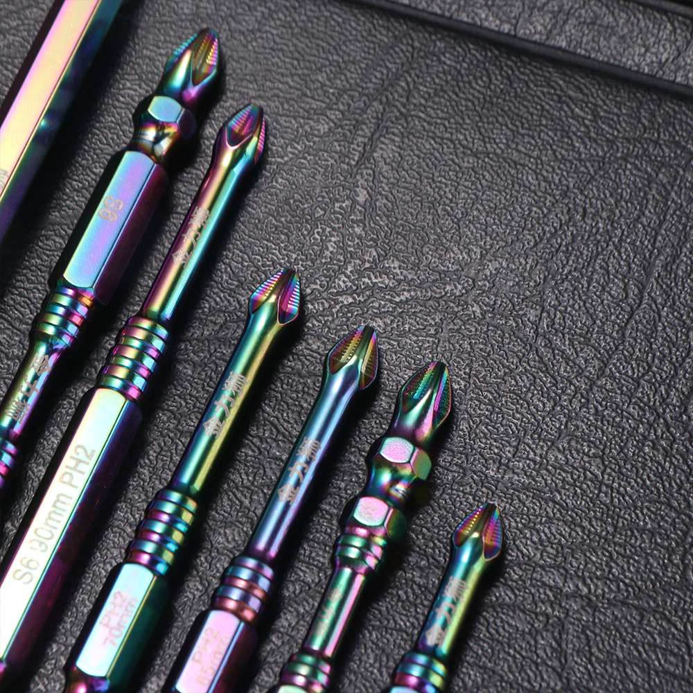 6/8PCS S6 Colorful Titanium Cross Screwdriver Bits  Electric Screwdrivers