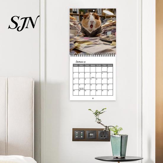 Personalized Gift for Pet Owners 2027 Guinea Pig Adventures Wall Calendar, Cute 12 Monthly Planner with Thick Paper Calendar Imaginative Scenes,