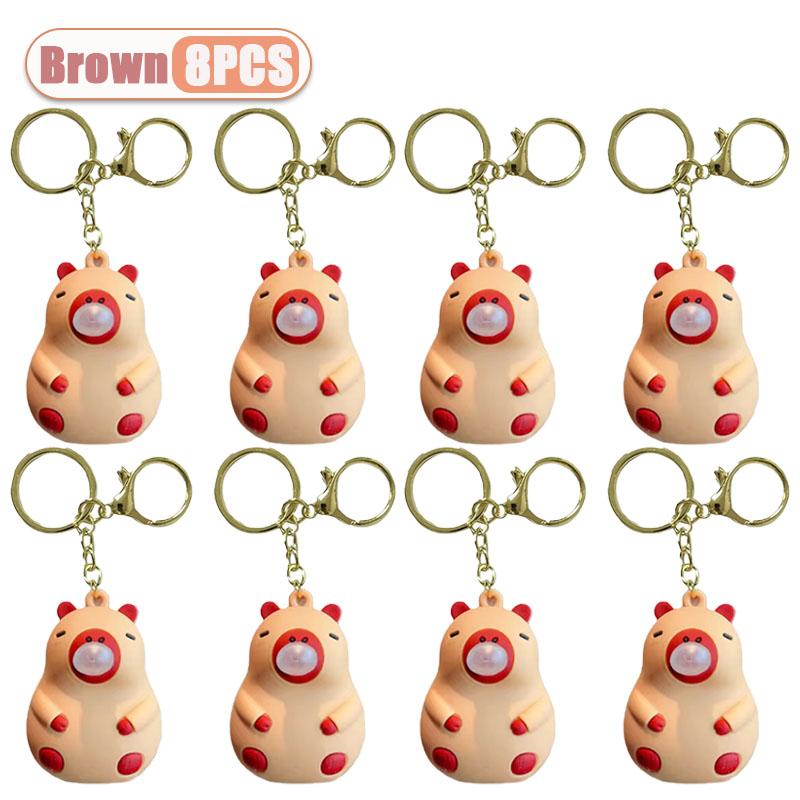 1-10 PCS Porte-clés Boule à bulles Capybara Jouet à presser pour Décoration de sac à dos Soulagement du stress Cadeau Souvenir de fête pour enfants Porte-clés Original