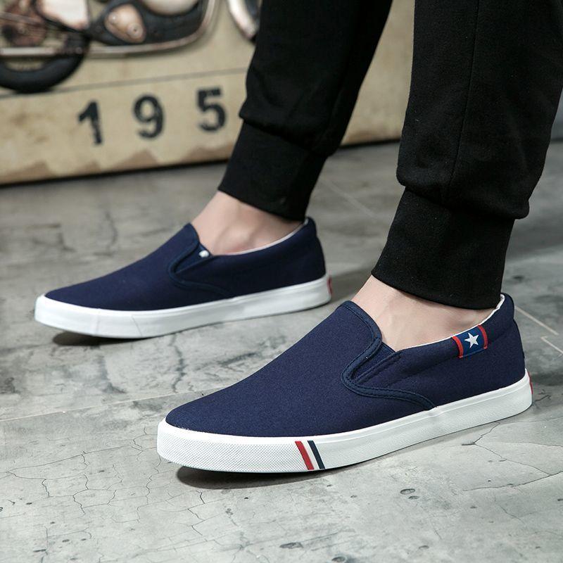 Frühlings-Canvas-Trendschuhe atmungsaktive alte Pekinger Herrenschuhe Slipper lässige vielseitige Low-Top schwarze Board-Schuhe