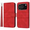 For iPhone 17 Pro Case Wallet Skin-Touch Leather Imprinted Phone Cover with Wrist Strap