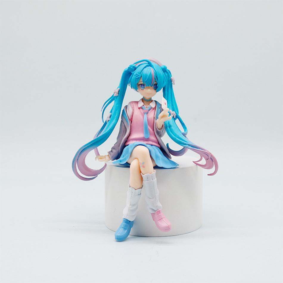NEW 14CM  Hatsune Miku Desktop Cute Action Figure Neko T-Shirt Ver. Anime Figurine Kawaii Girl Model Toy Gift