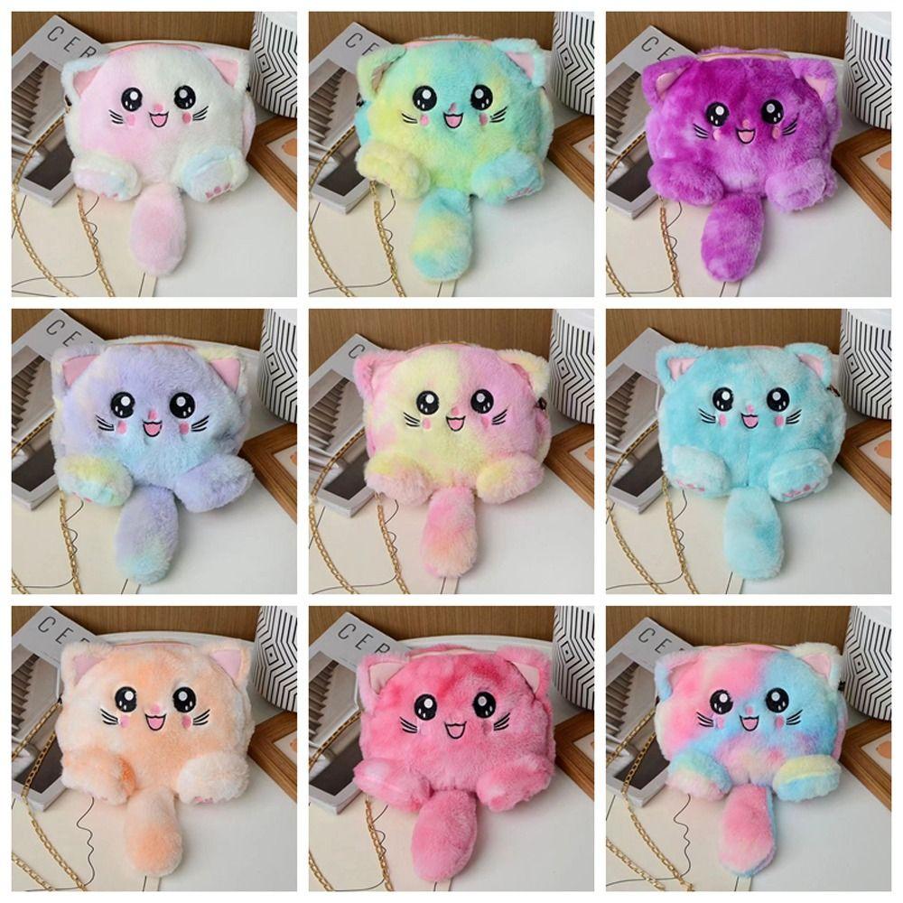 Faux Fur Plush Crossbody Bag Chain Strap Stuffed Doll Bag Cute Cat Shoulder Bag  Shopping