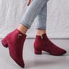 Fashion Casual Metal Decoration Solid Suede Ankle Boots Women Pointed Toe Medium Heel Chelsea Boots Women 2025 Classic Winter Shoes