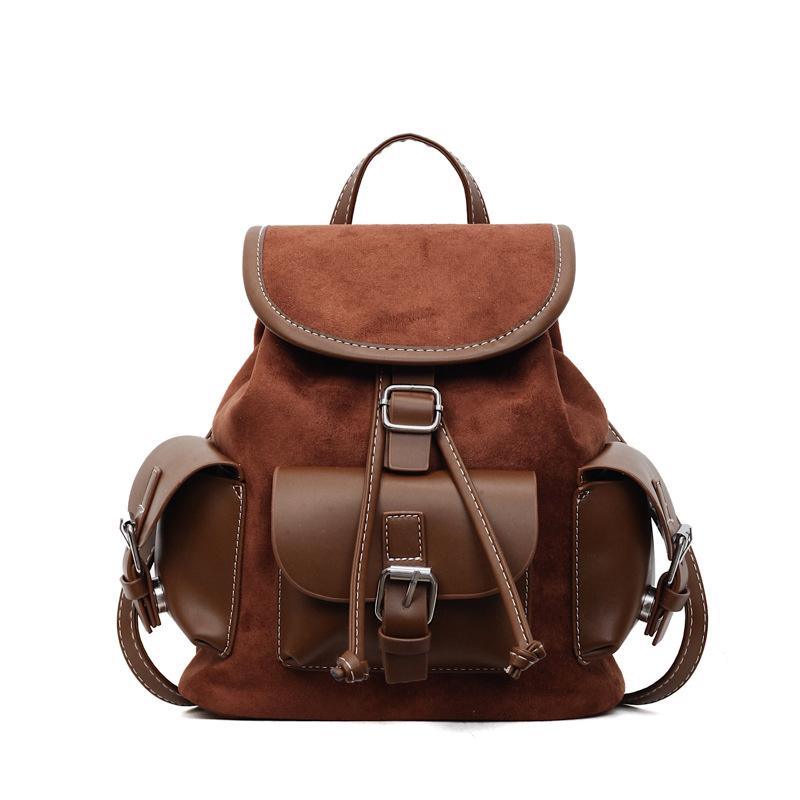 Autumn and Winter Retro Women's Backpack New Commuter Versatile Backpack Fashionable Contrasting Color Going Out Small Schoolbag