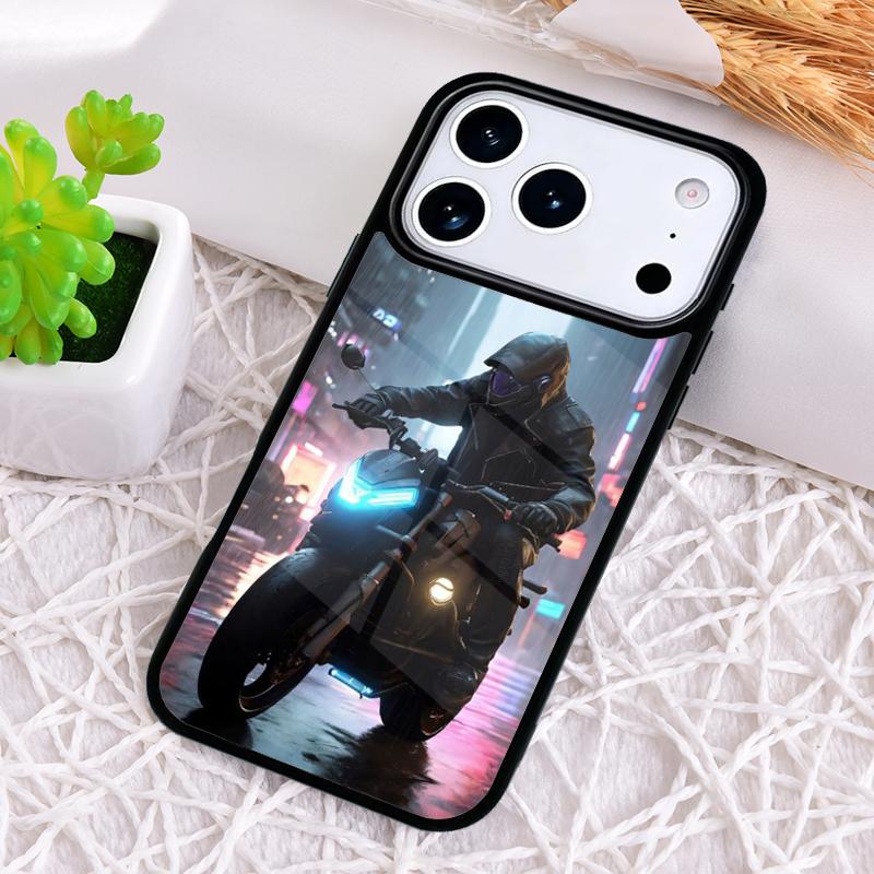 Motorcycle Man Shockproof Phone Case for iPhone 17 Air 16e 15 11 12 14 13 Pro Max Cover Coque