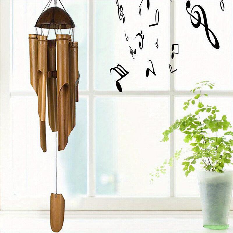 

Handcrafted Bamboo Wind Chimes with Coconut Accents - Perfect for Garden, Patio, or Home Decor, Patio Enhancement | Natural Aesthetic | Bamboo Decor 1pc