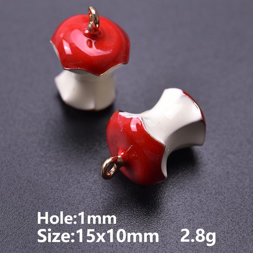 5pcs/Lot Cute Three-Dimensional Fruit Charm Enamel Cherry Mushroom Strawberry Pendants For Jewelry Making Supplies Banana Charms