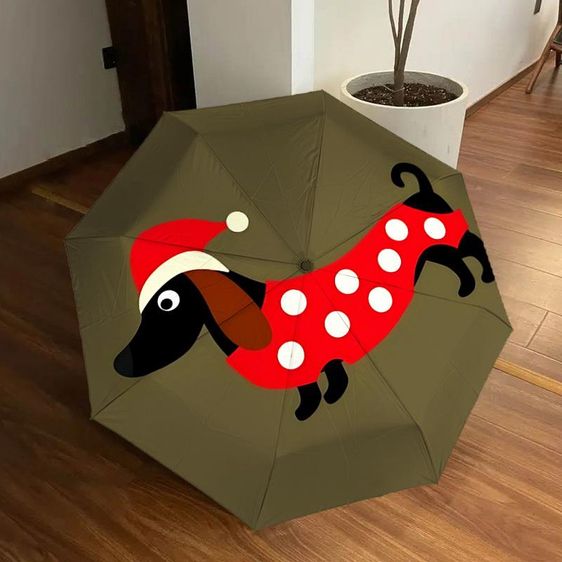 

1pc Dachshund Christmas Automatic Folding Umbrella - Portable Collapsible Design, 8-Rib Iron Frame, Casual Outdoor Accessory yy251215232