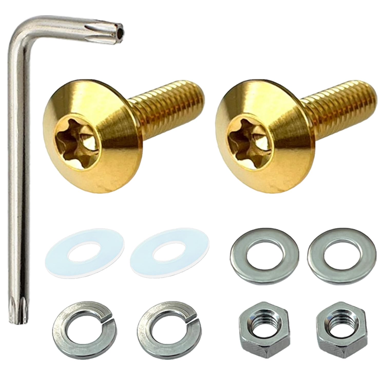 

RENPA Motorcycle Titanium Alloy License Plate Bolt Smart Design Vehicle Inspection Compatible (Gold) M6 золотий