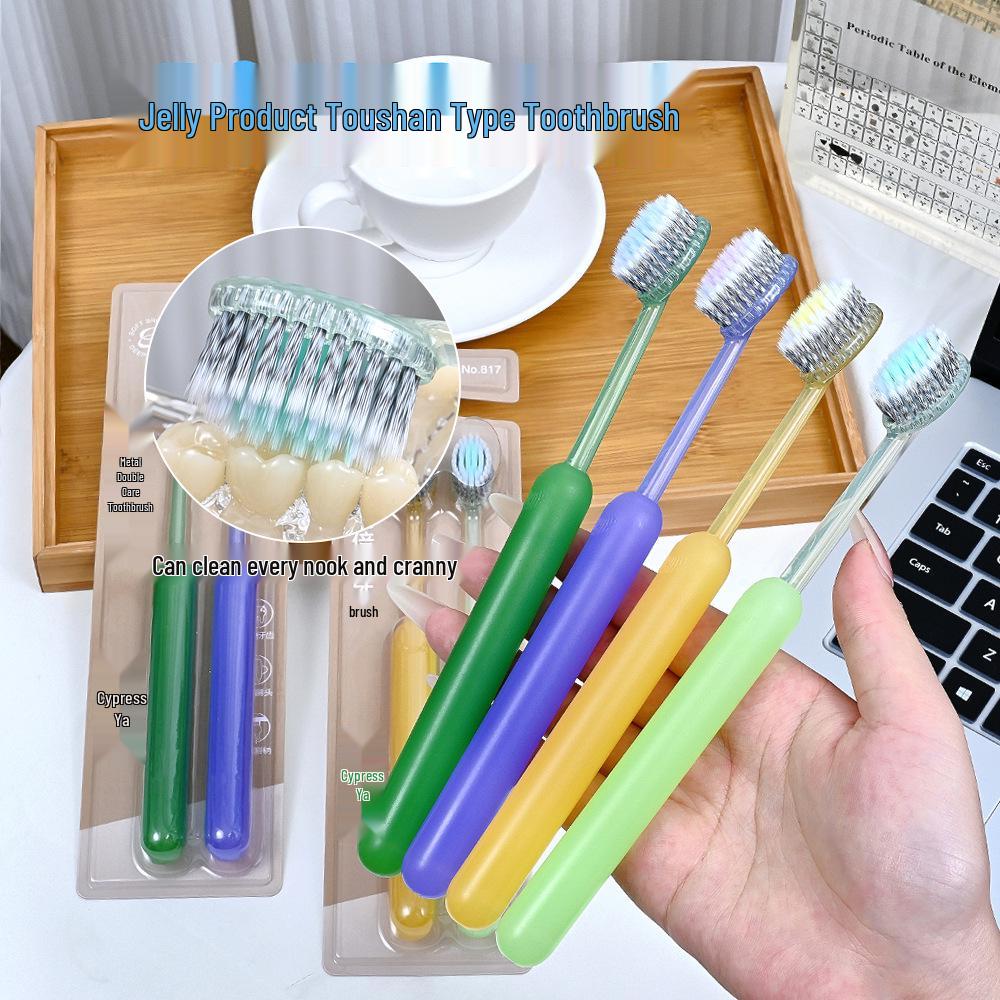 

Jelly Mountain Toothbrush with Soft Olive Head and Spiral Bristles for Gum Protection 2 Pack