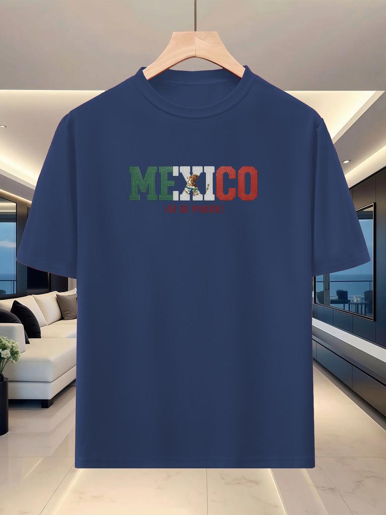 Unisexs Summer Roundneck Shortsleeve Casual Sportswear National English Theme Series Printed Tshirt Mexico