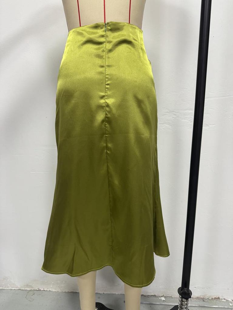 Europejska i Amerykańska Damska Satynowa Spódnica Midi Syrenka - Nowa Kolekcja Wiosna/Lato