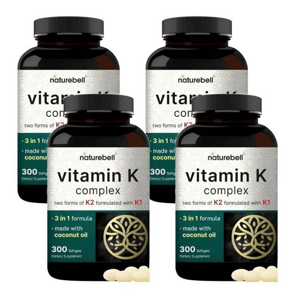Naturebell Vitamin K Complex K1+K2 MK-7 & MK-4 Softgels 300 Tablets 4 Pcs
