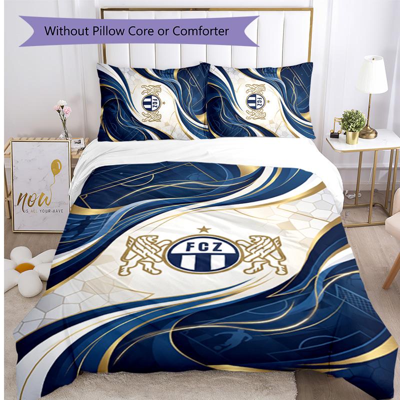 Set Lenzuola Stampato FC Zürich 3 Pezzi Copripiumino Traspirante con Federe Biancheria da Letto Decorativa per Camera da Letto Casa