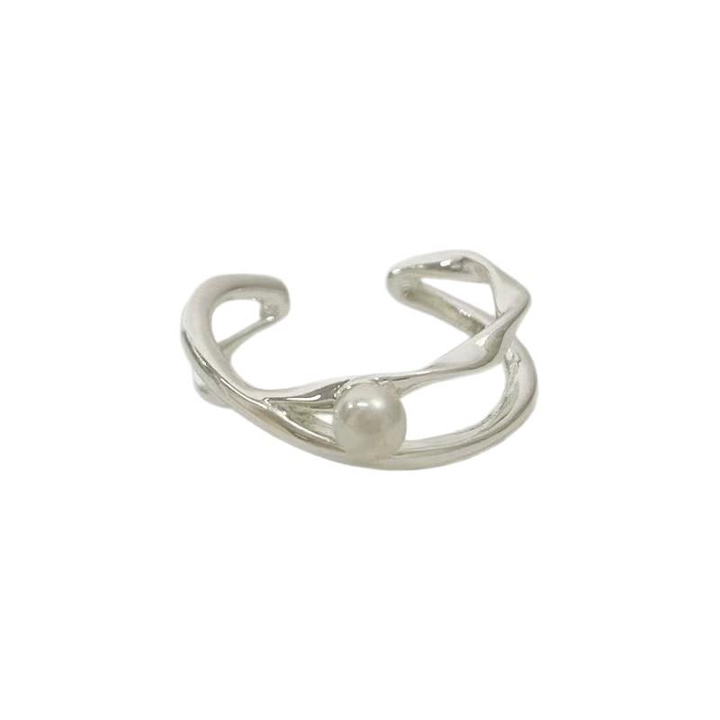 Elegant Moonstone Silver Ring – Versatile Cool Design with Hollowed Details