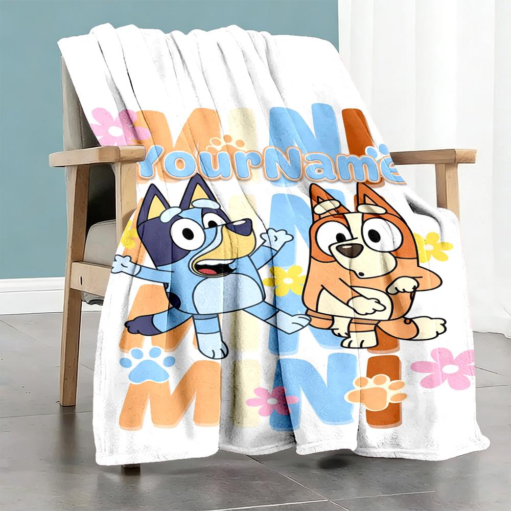 Bluey 14 Customize Text Blanket Lightweight Customizable Blanket Warmthful Decor Perfect for Office Chair Bedding Home Decor Bed
