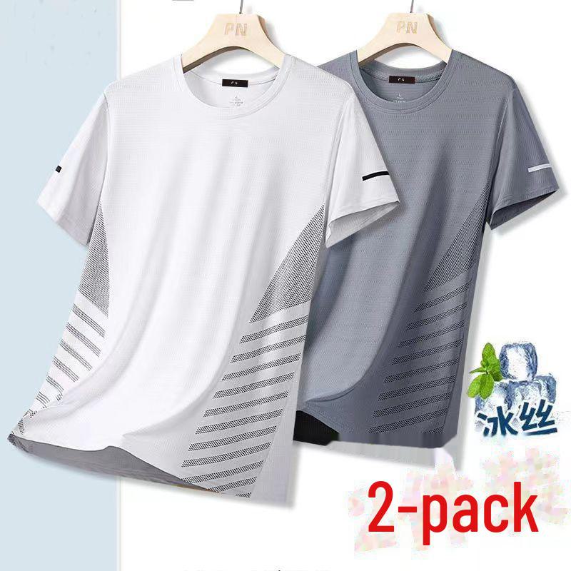 

Мужская быстросохнущая сетчатая футболка с коротким рукавом - лето 2024 г., свободный крой, легкая спортивная и повседневная одежда 5XL (recommended for 87.5-97.5 kg)