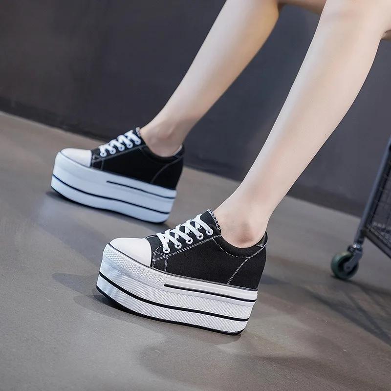 Fashion High Quality 2024 Platform Shoes Women Spring Autumn Women's Boots Fashion Canvas Shoes Breathable Women Super High Single Shoes