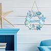 Panneau de Porte Étoile de Mer Coquillages Design Aquarelle Bois Décor Plage avec Corde de Suspension Imperméable Extérieur Intérieur Panneau Entrée Bord de Mer Accent Maison