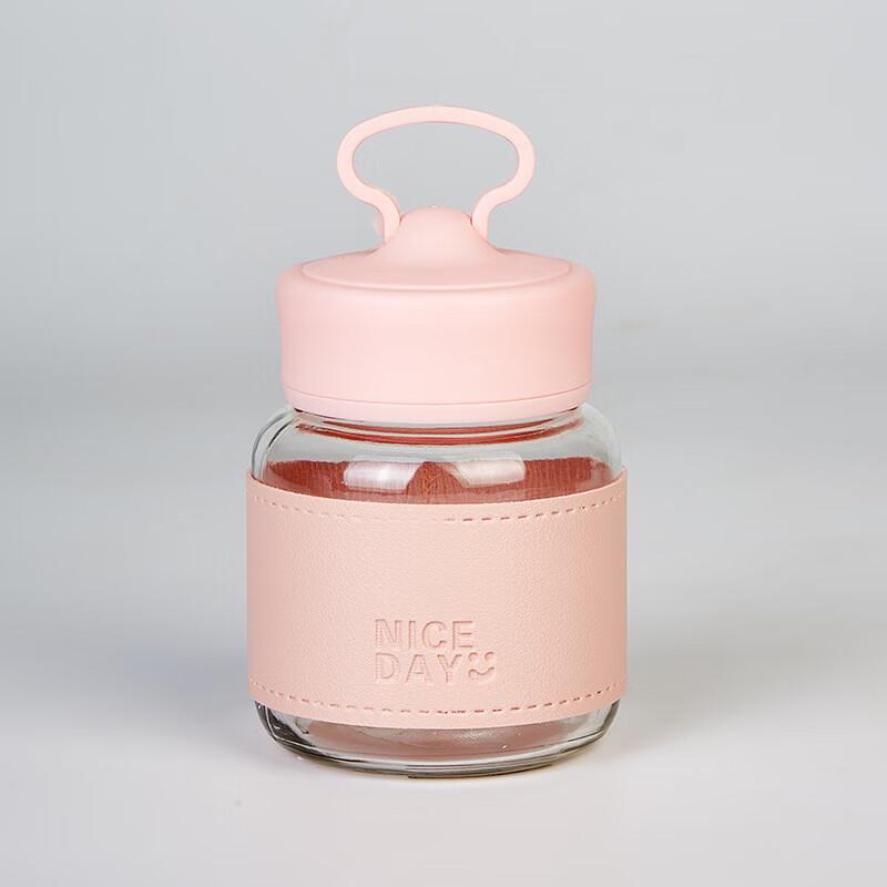 Pink Borosilicate Glass Water Cup with Phone Holder, 50-Pack