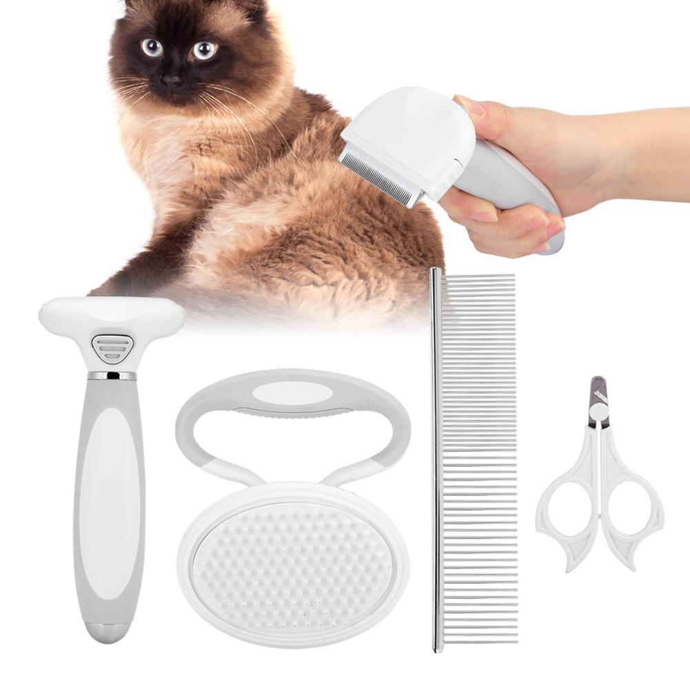 Set da 4 Pezzi Kit per la Pulizia e la Cura Quotidiana degli Animali Domestici Capelli Gatto Unghie Forbici Ago per Capelli Pettine Strumento per la Toelettatura