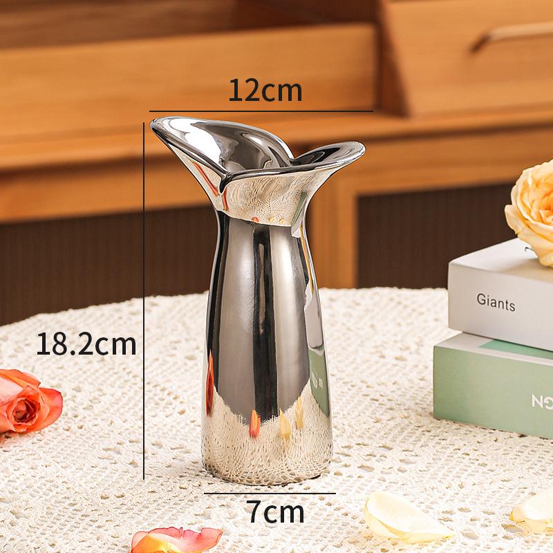 

Nordic Luxury Silver Vase Modern Home Decor for Living Room Dining Table Stylish Flower Vase