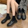 Single shoes women's autumn and winter new chain middle school student mother flat bottom lazy one pedal woman