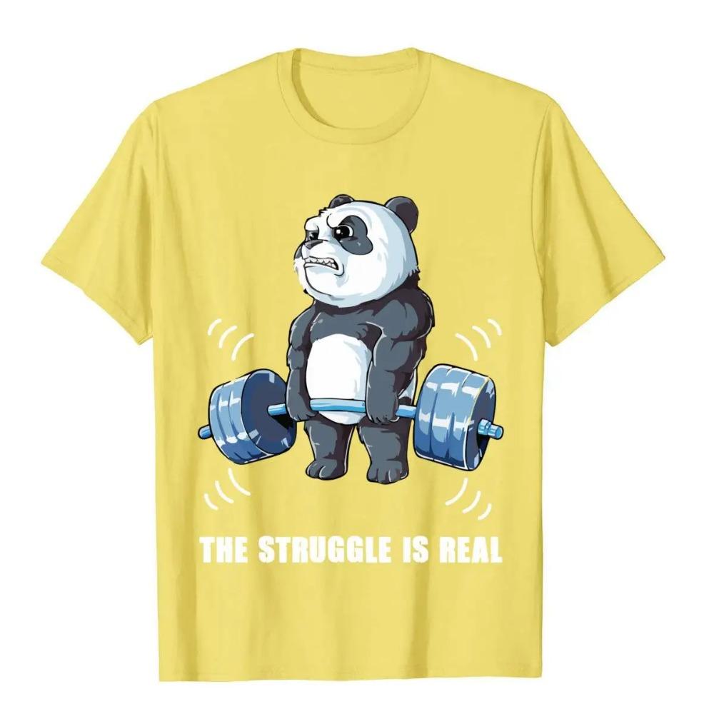 The Struggle Is Real Panda Funny Sweatshirt Beach Cotton Men Tops Tees Preppy Style Wholesale T Shirts Kawaii