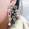 Fashionable and Exaggerated  Earrings Female Earrings With a Sense of Design Peacock Screen Opening Bride Luxury Jewelry