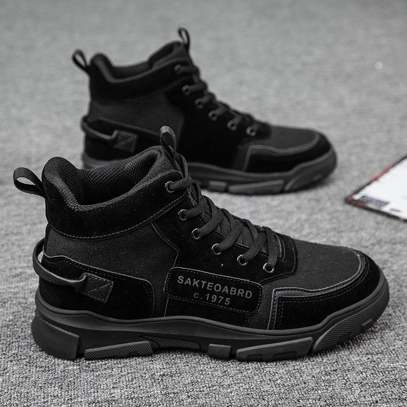 Spring new men's shoes high-top lace-up board shoes trendy tooling shoes versatile fashion men's casual shoes