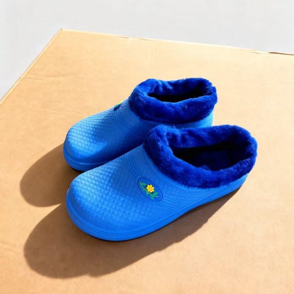 Winter velvet half-mop cotton rain shoes thick-soled integrated EVA warm and waterproof half-slippers cotton slippers