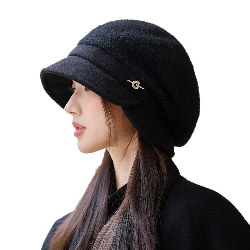 Fashion versatile temperament bucket hat autumn and winter hat women's high-end sense showing face small velvet thermal basin hat