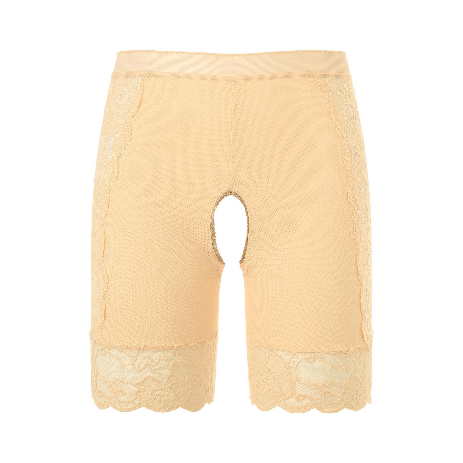 

Жіночі мереживні трусики-бойшорти без ластовиці з високою посадкою, пустотливий дизайн, захисні шорти, труси, клубний одяг, білизна для побачень XL тілесний