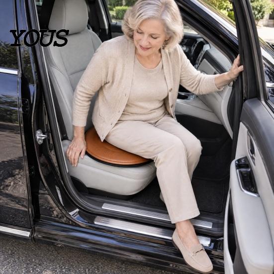 Portable Swivel Seat for Vehicles 360 Degree Rotating Car Cushion, Breathable Mesh Pad Ergonomic Elderly Pregnant, Non-Slip Mobility Aid Auto