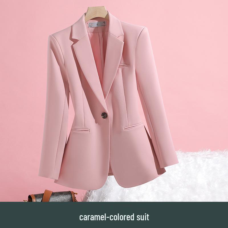 2025 Women's Slim Fit Pink Blazer: Fashionable, Age-Reducing One-Button Professional Suit for Autumn