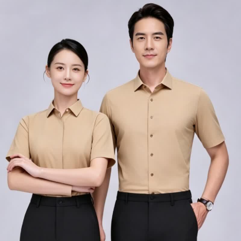 Yiliteng Unisex Short Sleeve Business Shirt 36