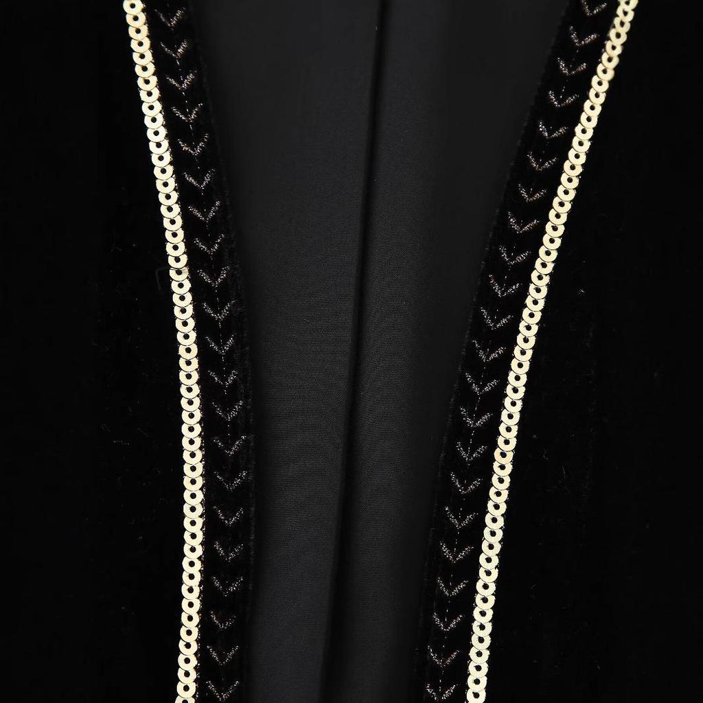 European and American Women's Sequin Embroidered Velvet Cardigan Vest