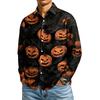 Men's Long Sleeve Button Down Shirt with Halloween Print for Costume Party