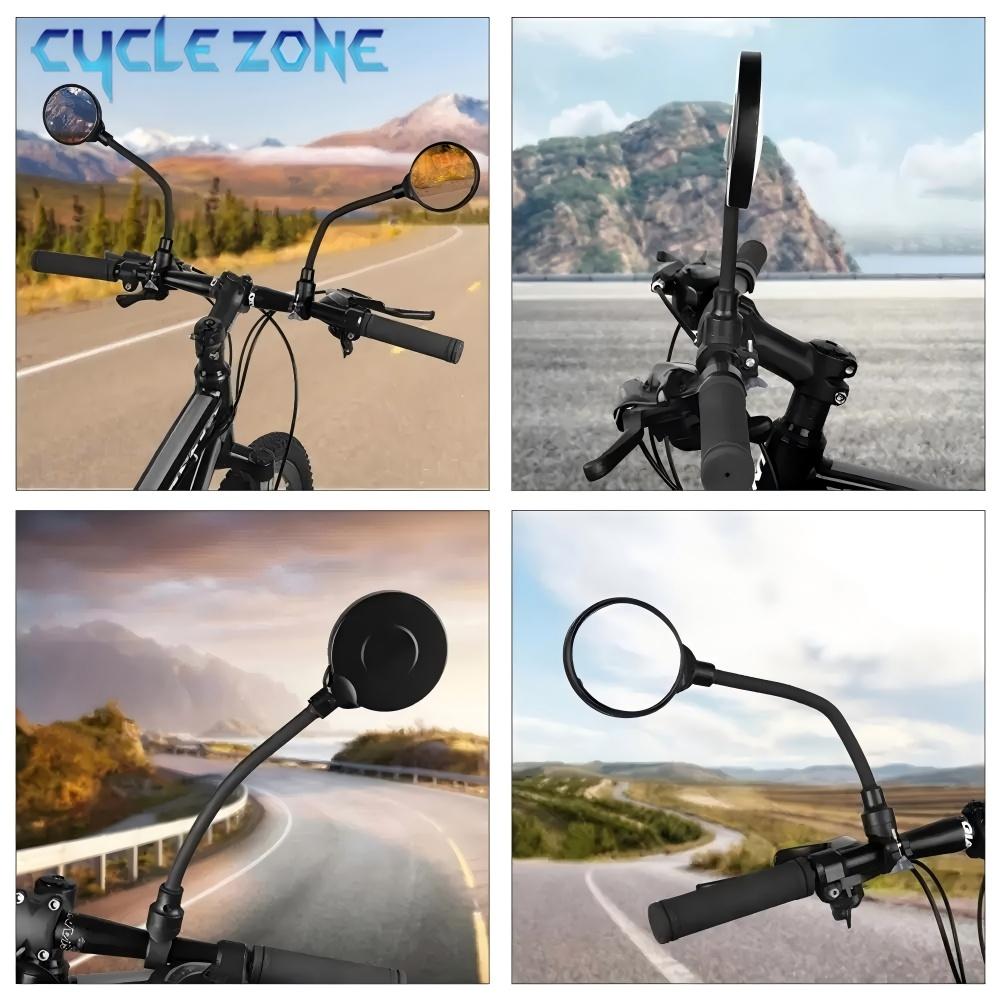 Bicycle Mirror Bike Handlebar Rearview Mirror Rotatable and Adjustable Wide Angle Rear View Shockproof Convex Mirror Universal