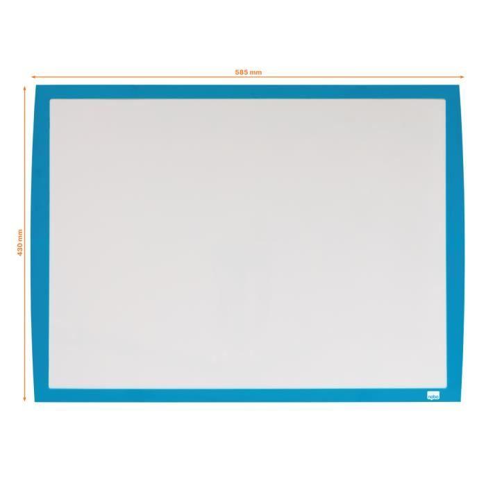 Tableau blanc magnétique - nobo - 585 x 430 mm - cadre bleu - accessoires inclus - décoration murale