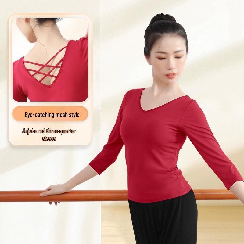 Black Long Sleeve Dance Practice Suit for Square Dance and Art School Training