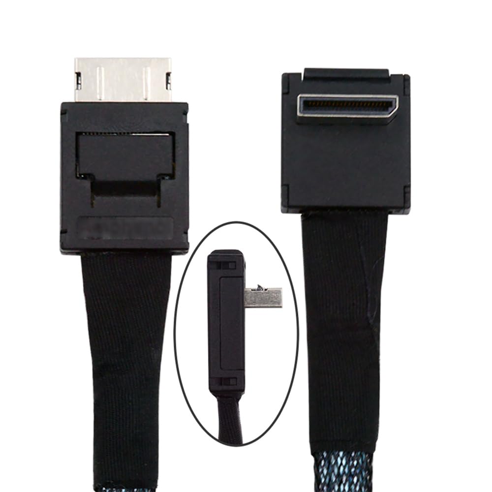 

xiwai Подвійний екранований кабель OcuLink PCIe 4i «тато-тато» для зовнішньої eGPU з активною передачею даних, кутовий 90-градусний роз єм, 4.0 PCI-Express SFF-8611 чорний