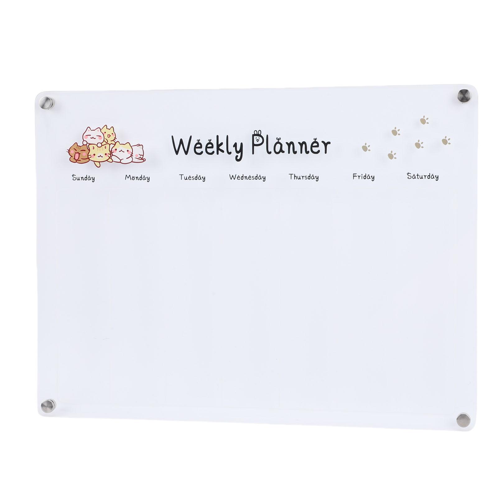 

Acrylic Weekly Planner Magnetic Erasable Transparent Weekly Planning Board for Refrigerator