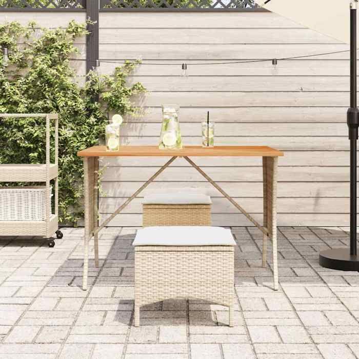 VidaXL Ensemble à manger de jardin et coussins 3 pcs Beige poly rotin, ensemble à manger d'extérieur, meuble à manger de 4104137